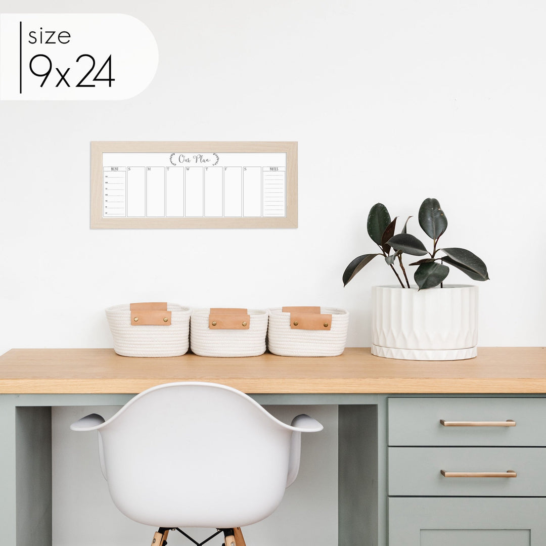 Slim Weekly Framed Whiteboard + 2 sections | Horizontal Eagleton