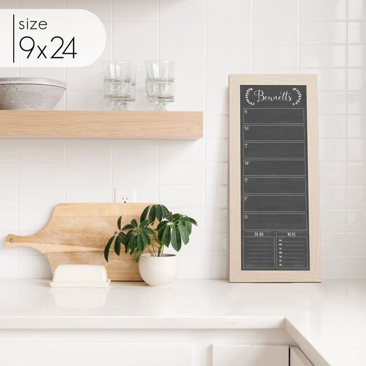 Slim Weekly Framed Chalkboard + 2 sections | Vertical Eagleton