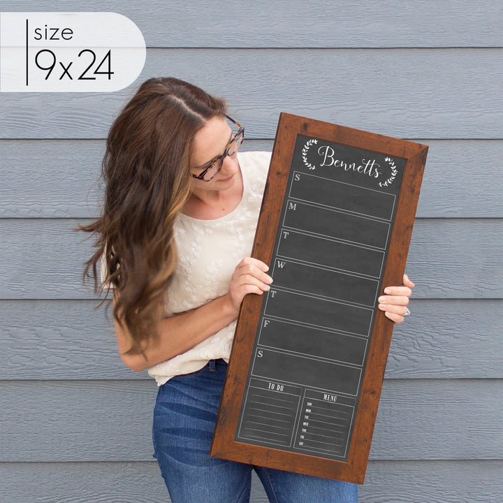 Slim Weekly Framed Chalkboard + 2 sections | Vertical Eagleton