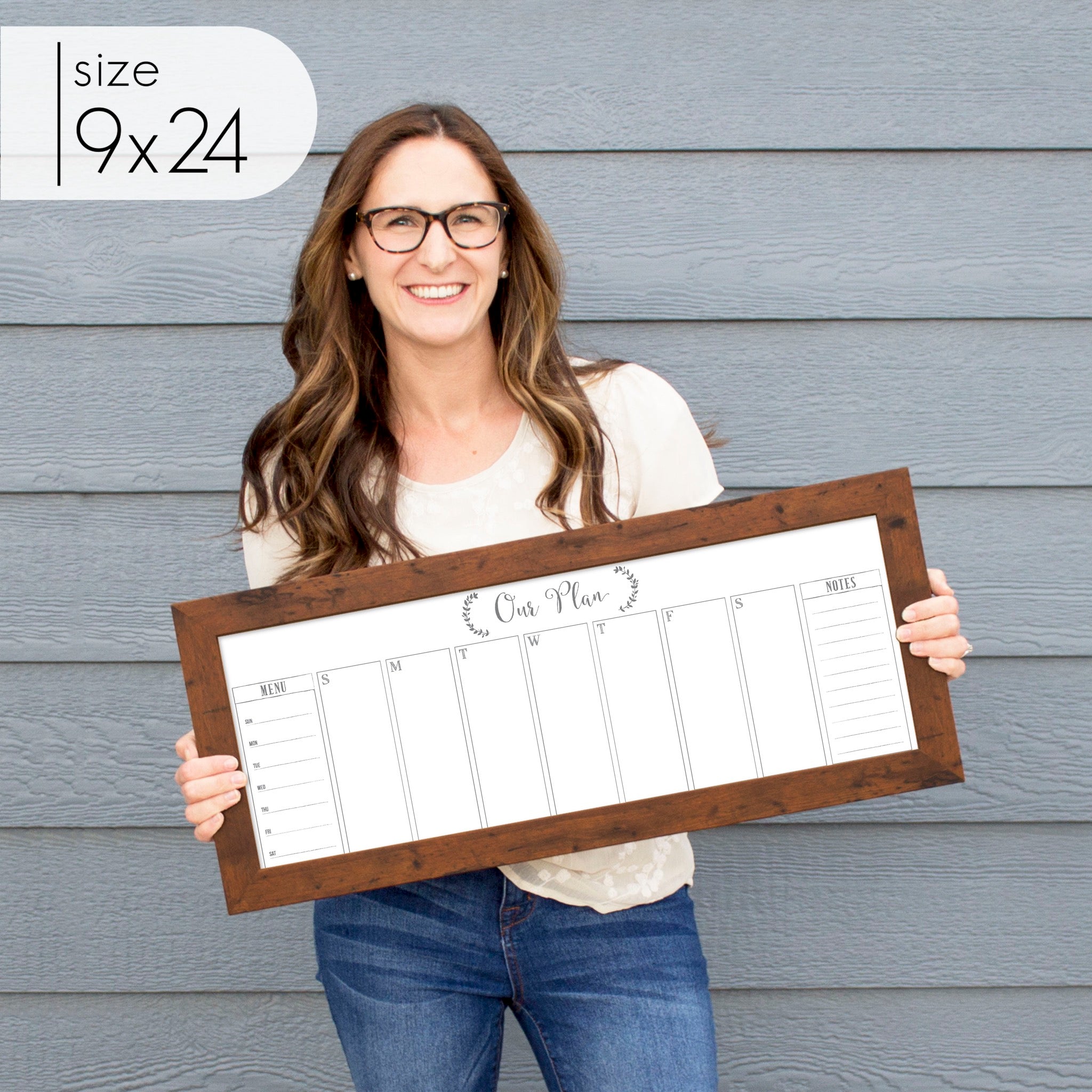 Slim Weekly Framed Whiteboard + 2 sections | Horizontal Eagleton