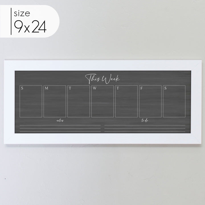 Slim Weekly Framed Chalkboard + 2 sections | Horizontal Pennington
