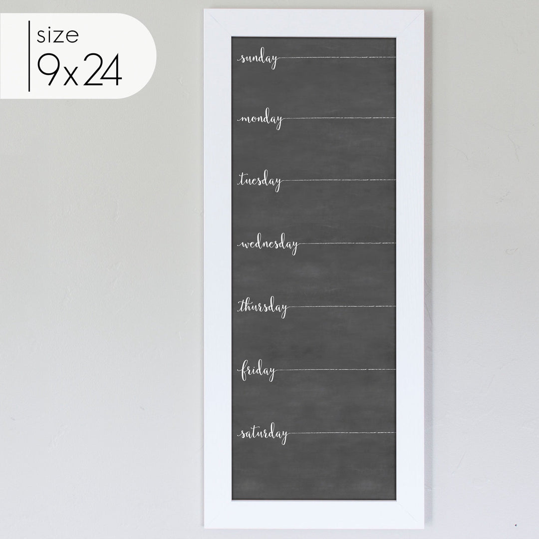 Slim Weekly Framed Chalkboard | Vertical Knope