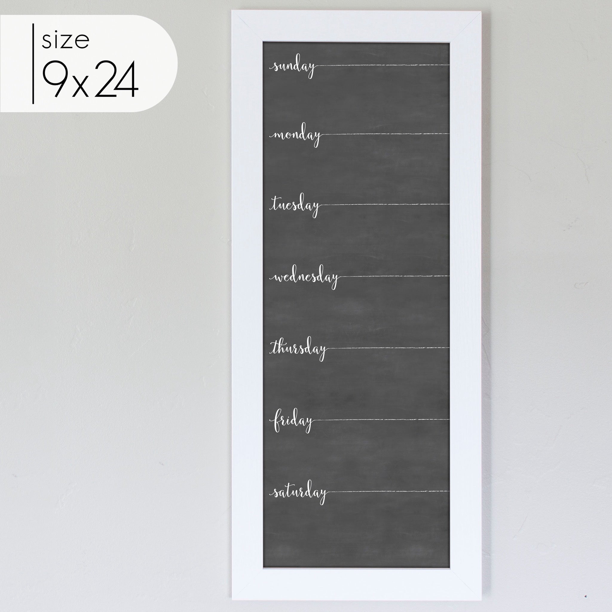 Slim Weekly Framed Chalkboard | Vertical Knope