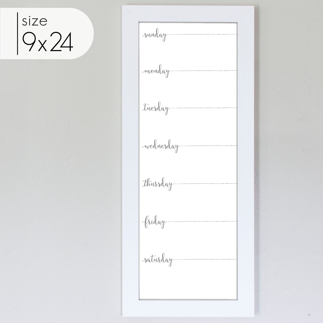 Slim Weekly Framed Whiteboard | Vertical Knope