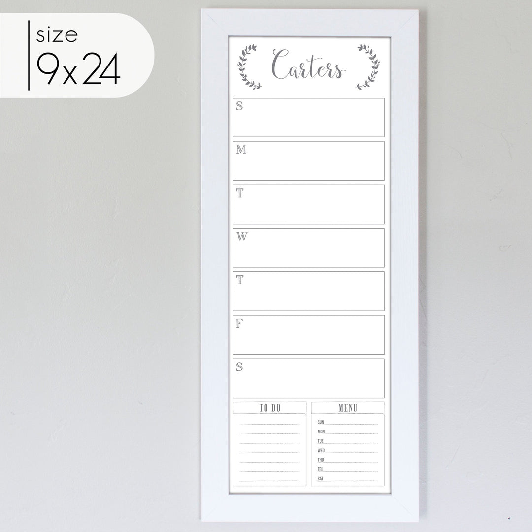 Slim Weekly Framed Whiteboard + 2 sections | Vertical Eagleton