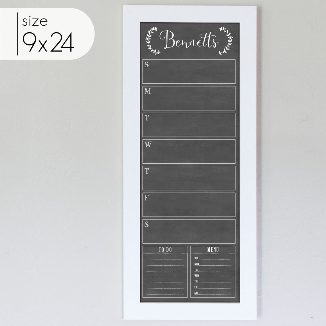 Slim Weekly Framed Chalkboard + 2 sections | Vertical Eagleton