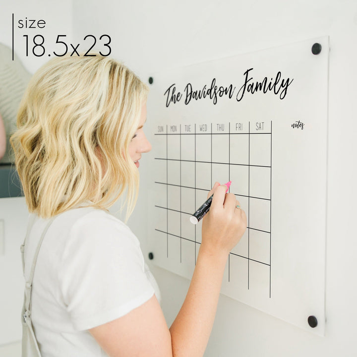 Monthly Frosted Acrylic Calendar + 1 Section | Horizontal Traeger