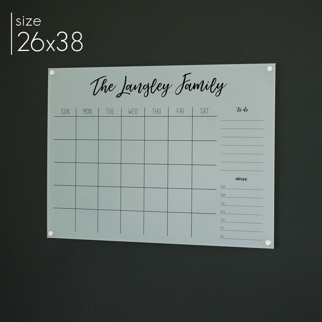 Monthly Frosted Acrylic Calendar + 2 Sections | Horizontal Traeger