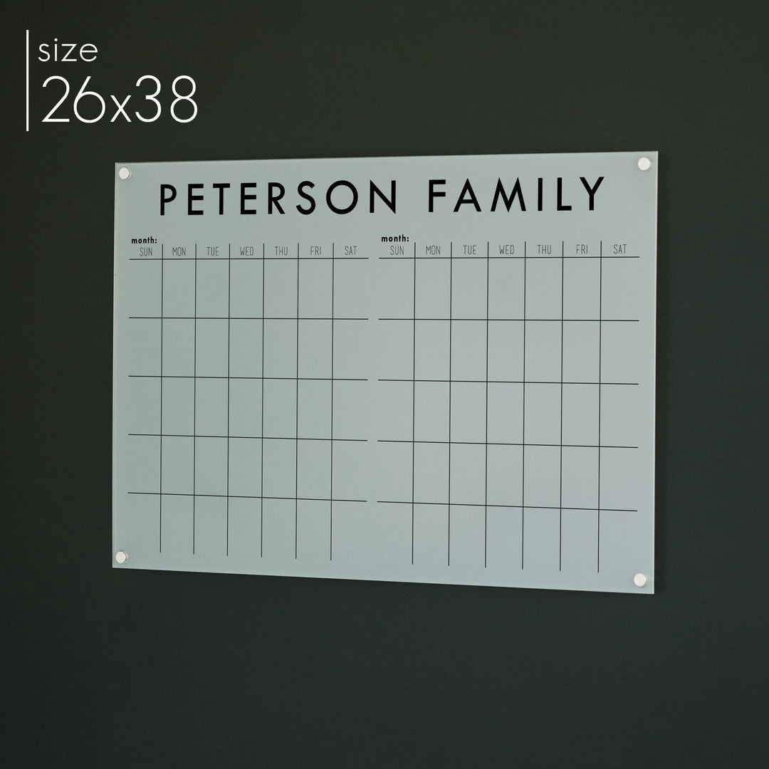 2 Month Frosted Acrylic Calendar | Horizontal Madi