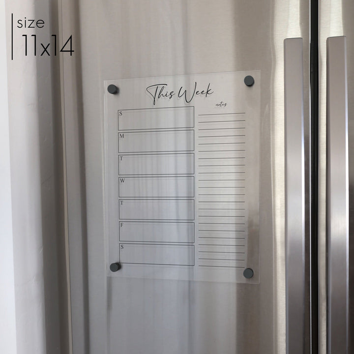 Weekly Acrylic Fridge Calendar + 1 Section | Vertical Pennington