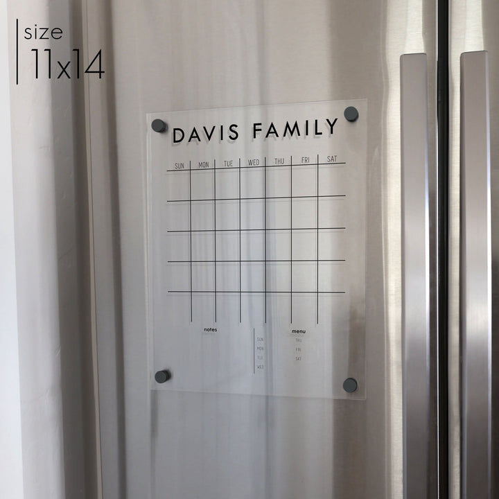 Monthly Acrylic Fridge Calendar + 2 Sections | Vertical Madi