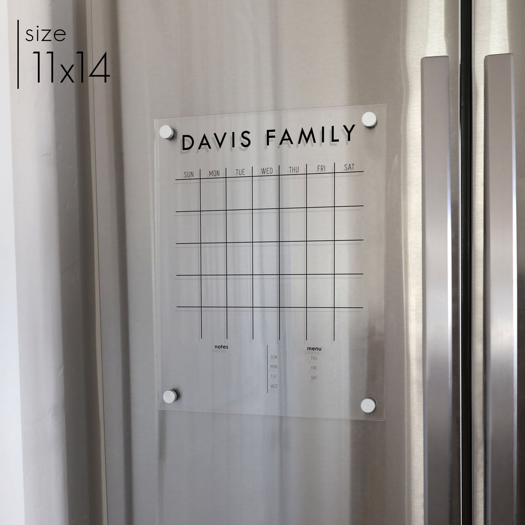 Monthly Acrylic Fridge Calendar + 2 Sections | Vertical Madi