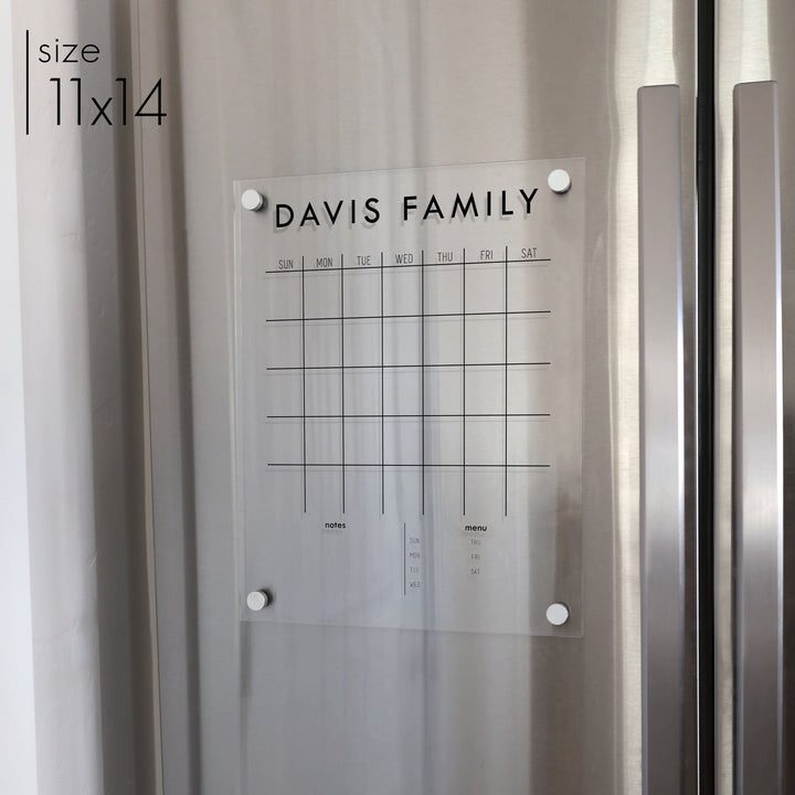 Monthly Acrylic Fridge Calendar + 2 Sections | Vertical Madi