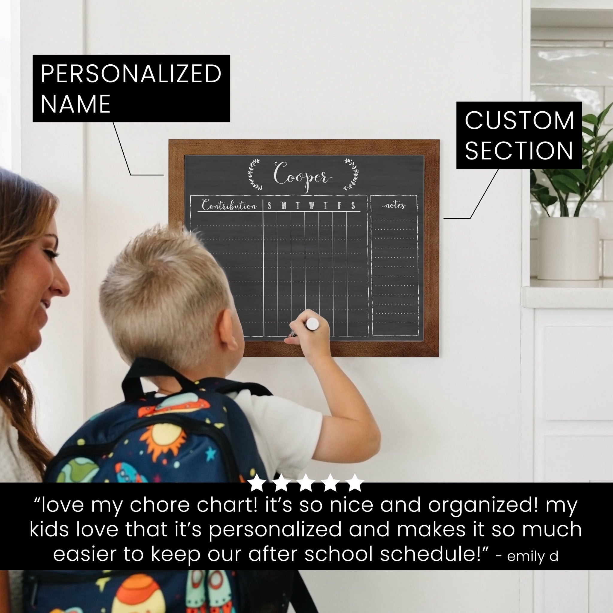 1 Person Framed Chalkboard Chore Chart | Horizontal Eagleton