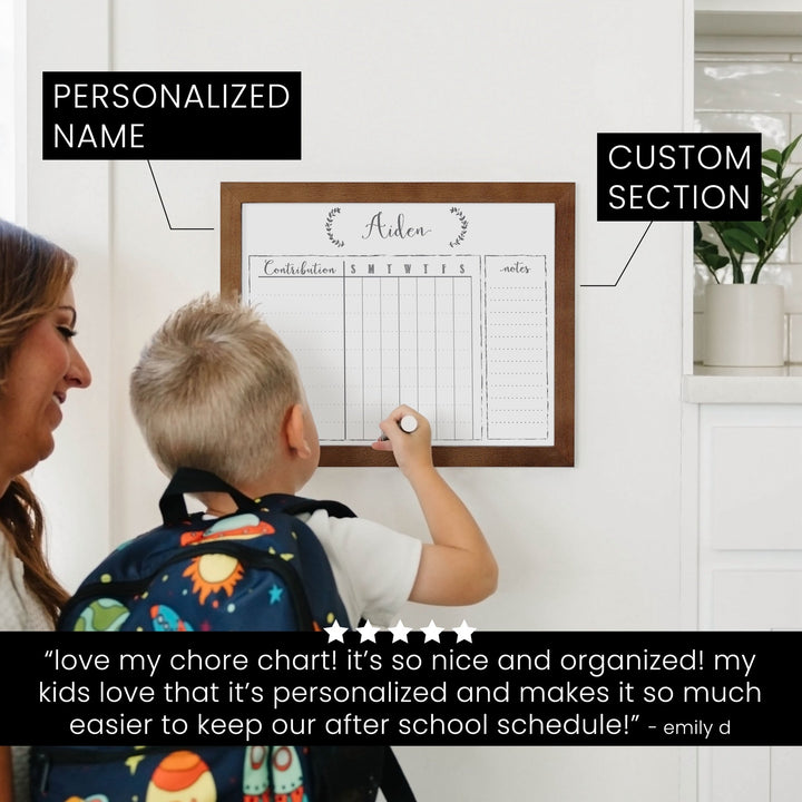 1 Person Framed Whiteboard Chore Chart | Horizontal Eagleton