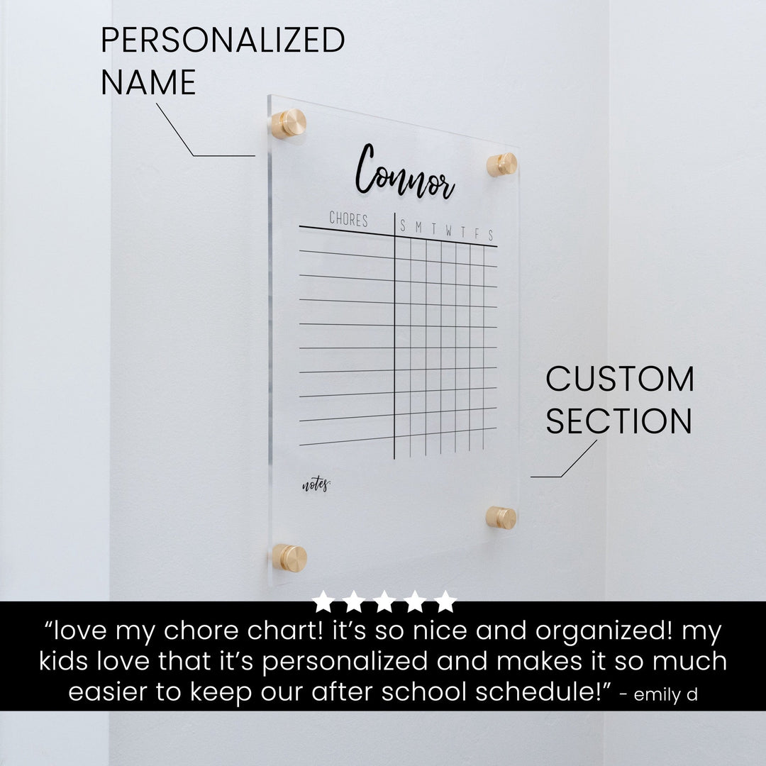 1 Person Acrylic Chore Chart | Vertical Traeger