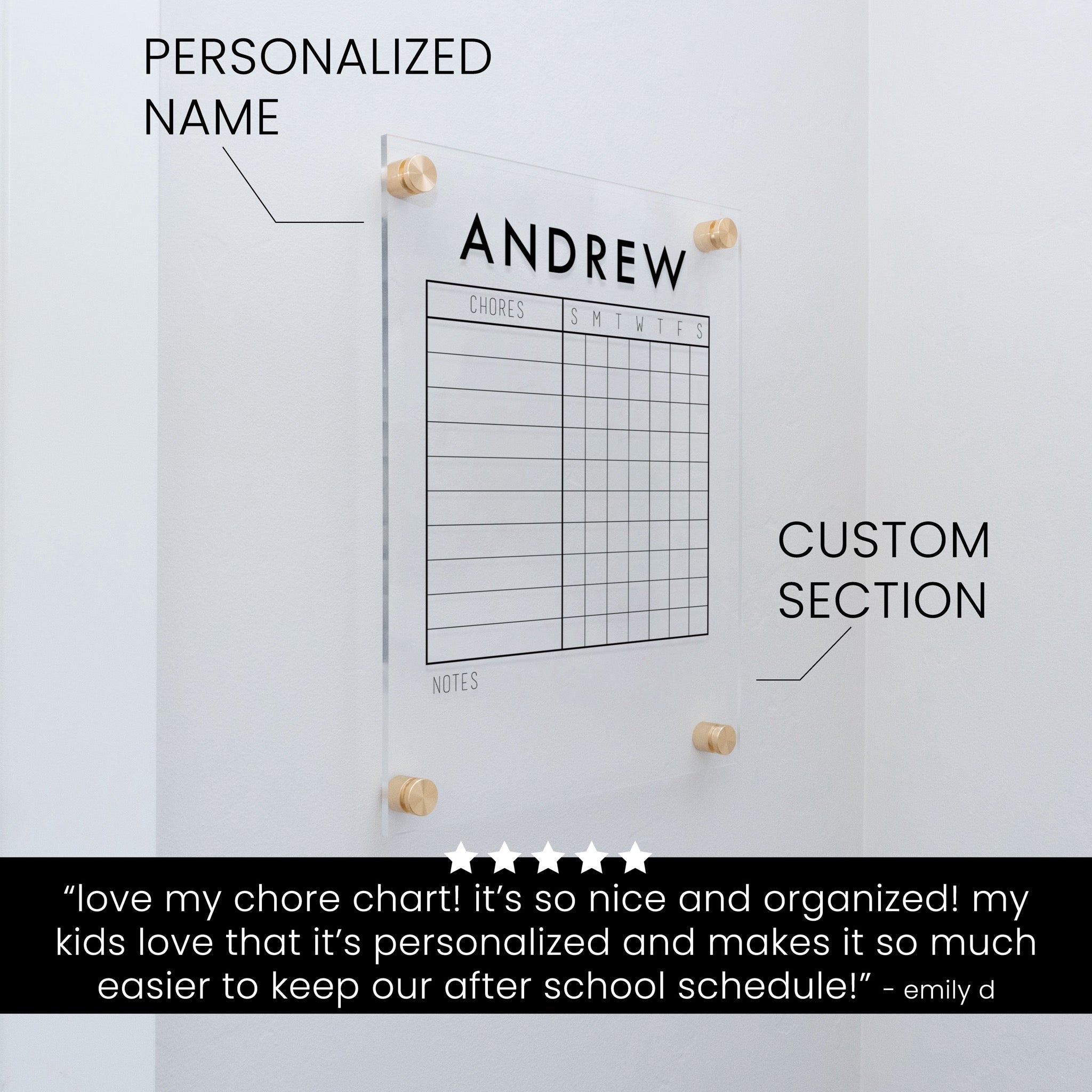 1 Person Acrylic Chore Chart | Vertical Craig