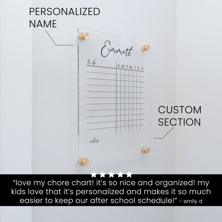 1 Person Acrylic Chore Chart | Vertical Pennington