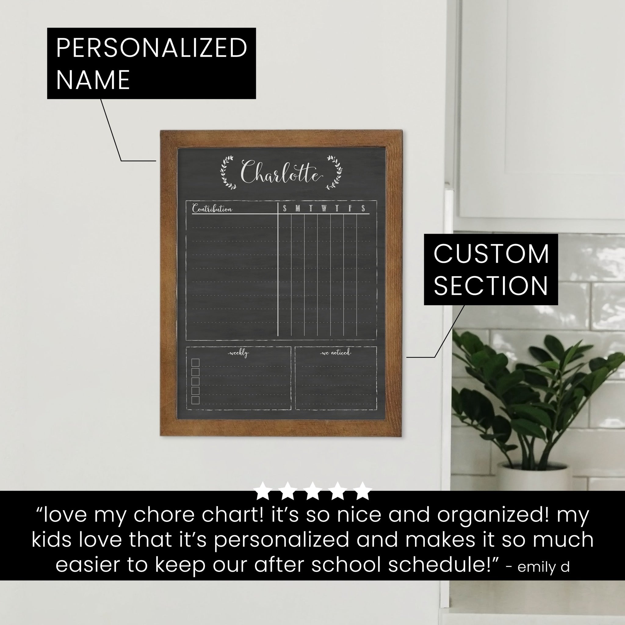 1 Person Framed Chalkboard Chore Chart  | Vertical Eagleton
