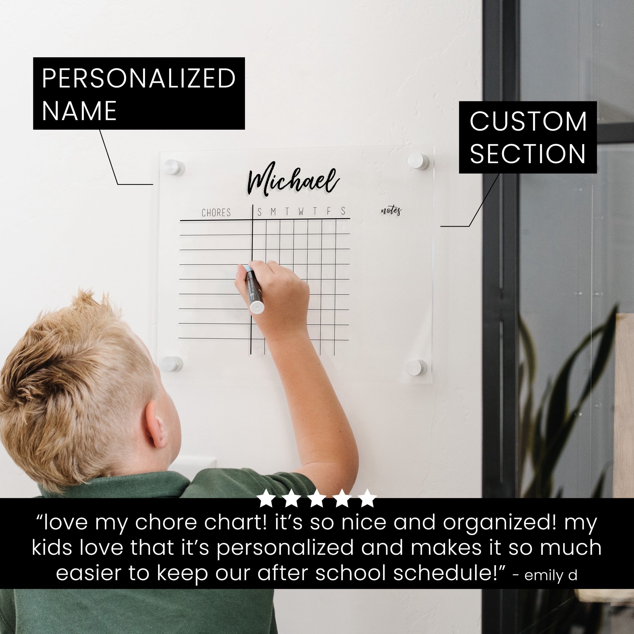 1 Person Acrylic Chore Chart | Horizontal Traeger