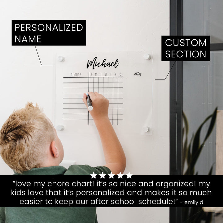 1 Person Acrylic Chore Chart | Horizontal Traeger