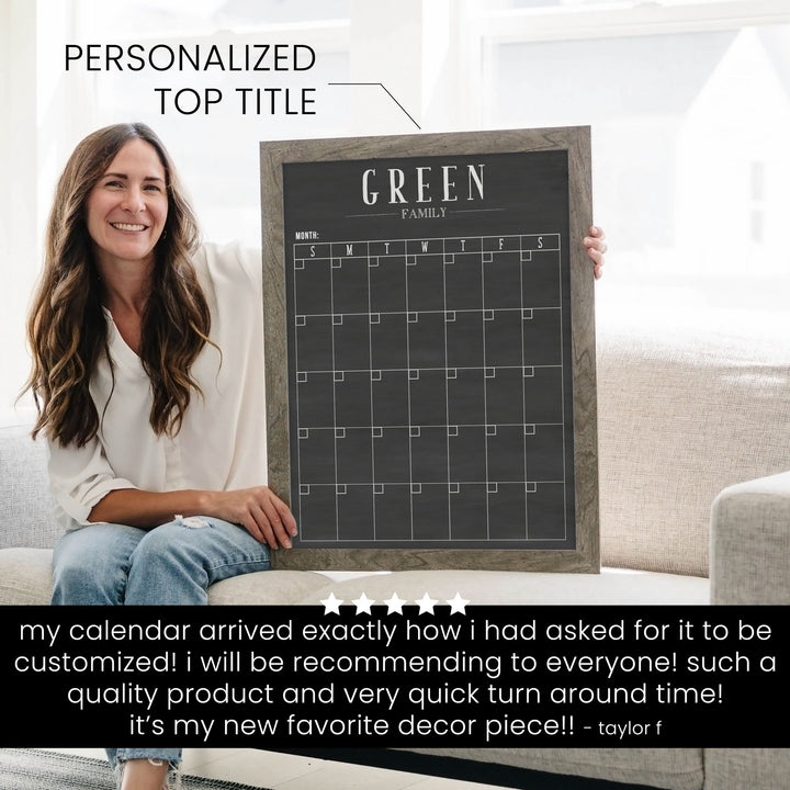 Monthly Framed Chalkboard Calendar | Vertical Swanson