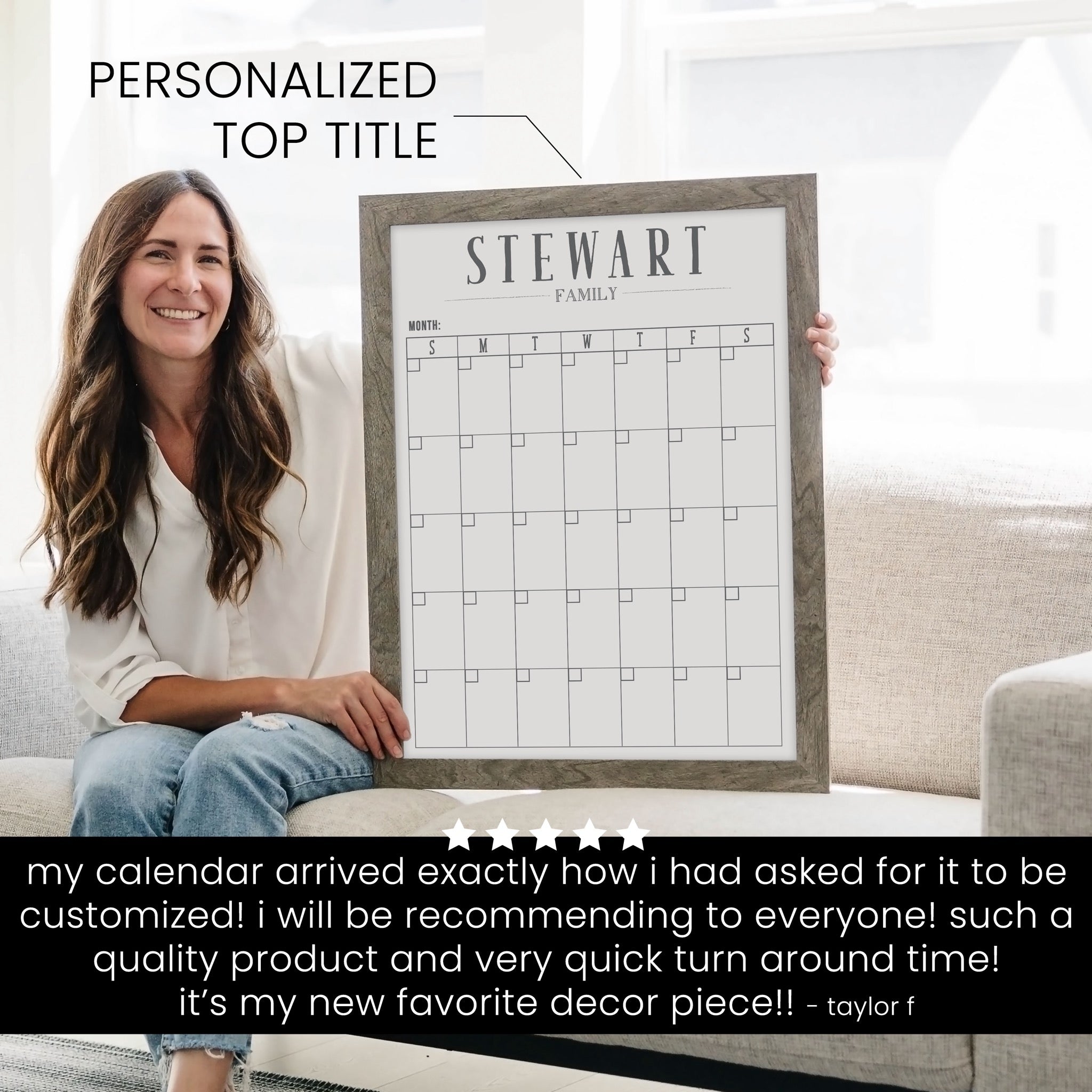 Monthly Framed Whiteboard Calendar | Vertical Swanson