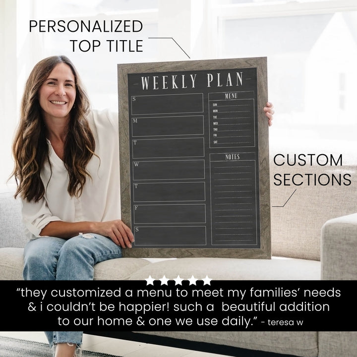 Slim Weekly Framed Chalkboard + 2 sections | Vertical Swanson
