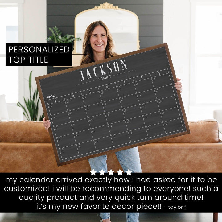 Monthly Framed Chalkboard Calendar | Horizontal Swanson