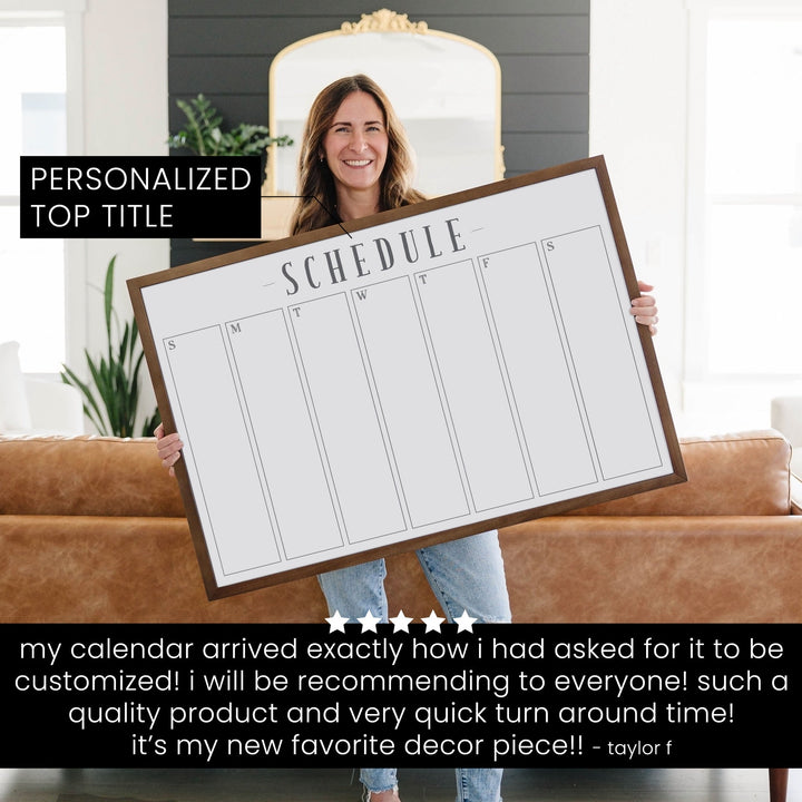 Weekly Framed Whiteboard Calendar | Horizontal Swanson