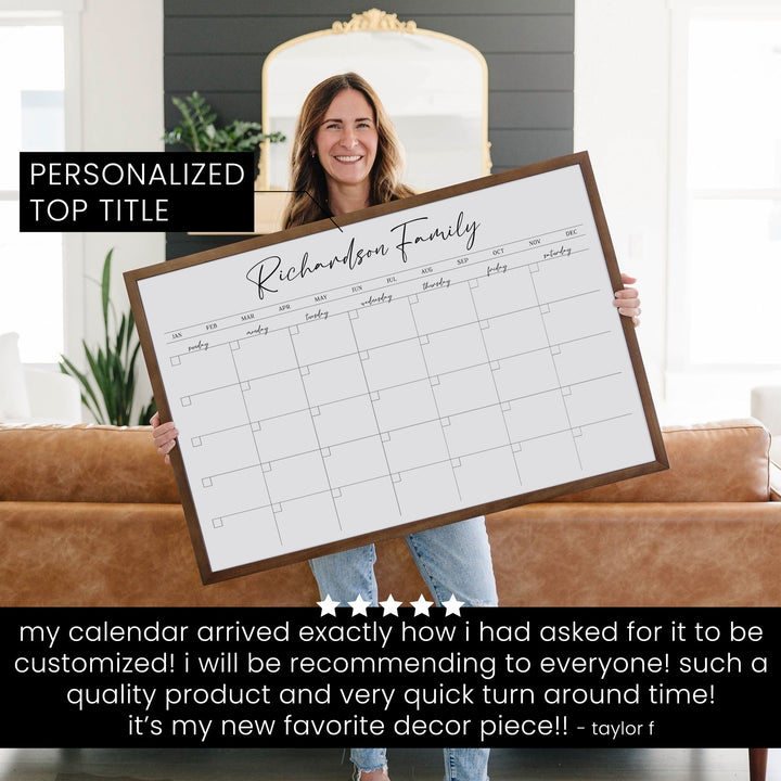 Monthly Framed Whiteboard Calendar | Horizontal Pennington