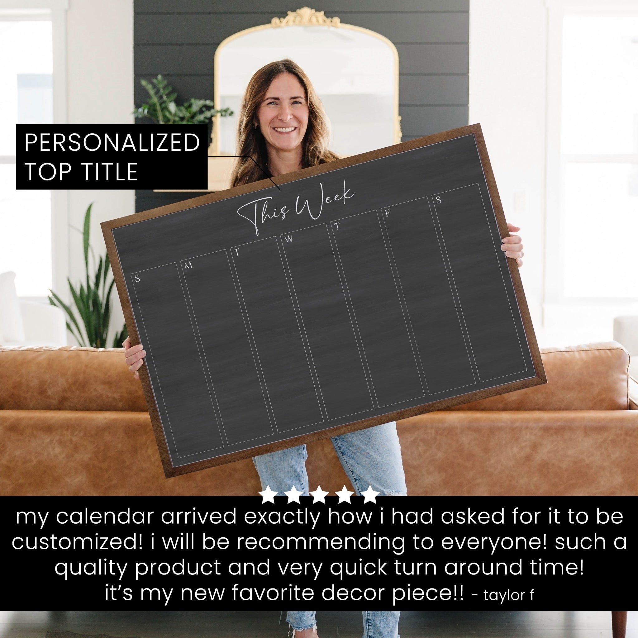 Weekly Framed Chalkboard Calendar | Horizontal Pennington