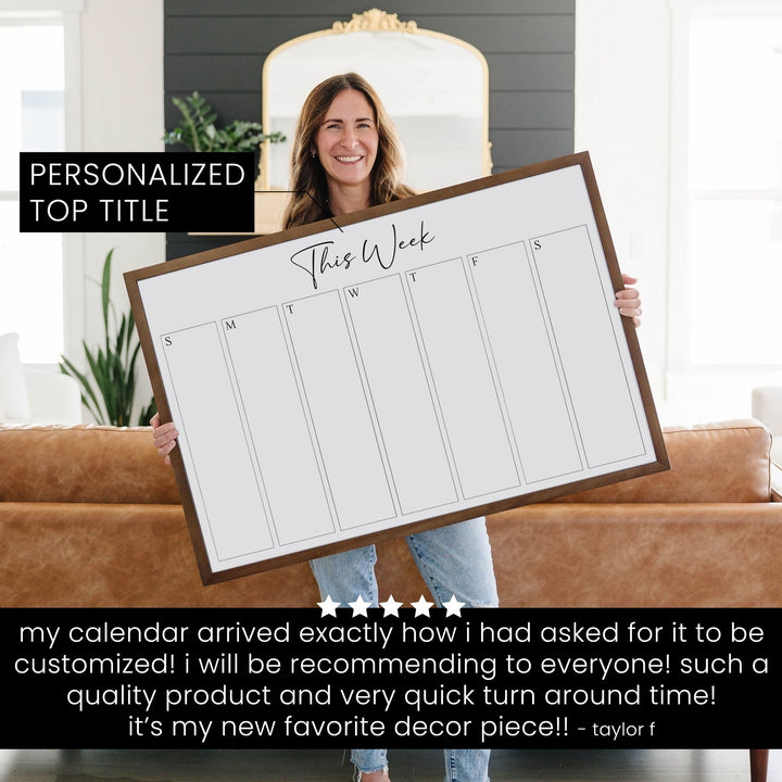 Weekly Framed Whiteboard Calendar | Horizontal Pennington