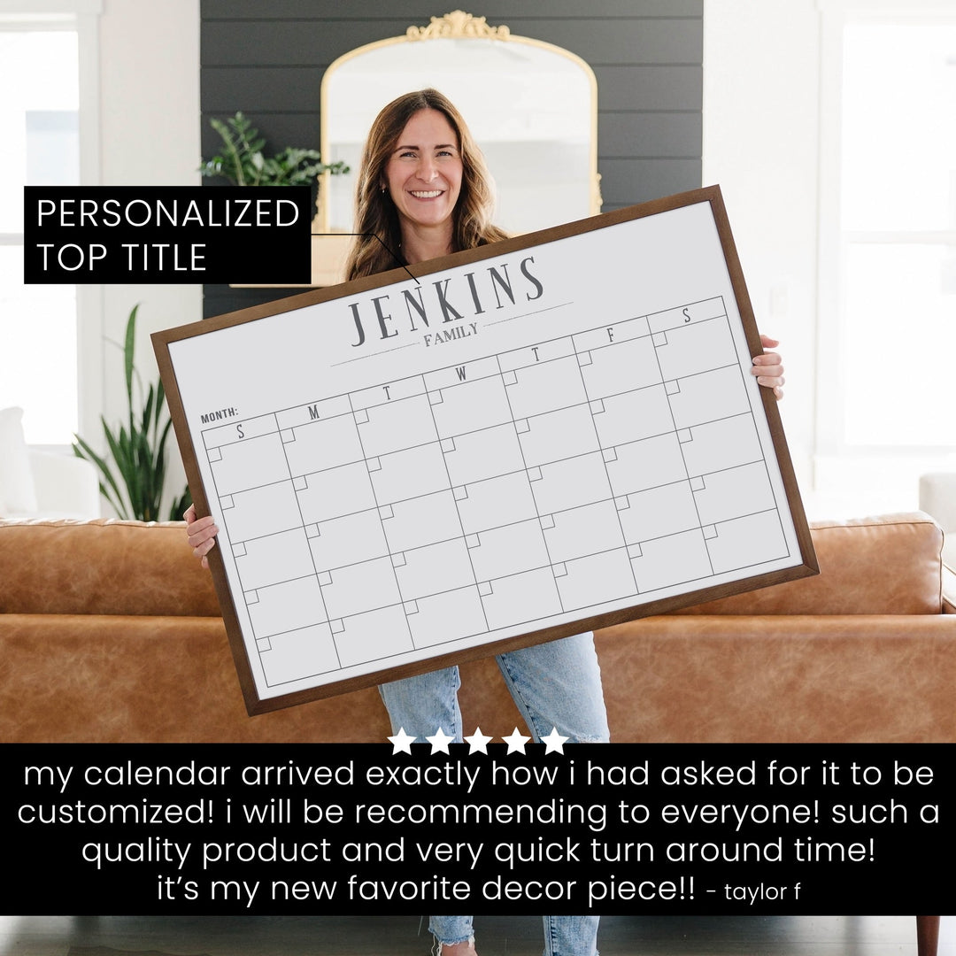 Monthly Framed Whiteboard Calendar | Horizontal Swanson