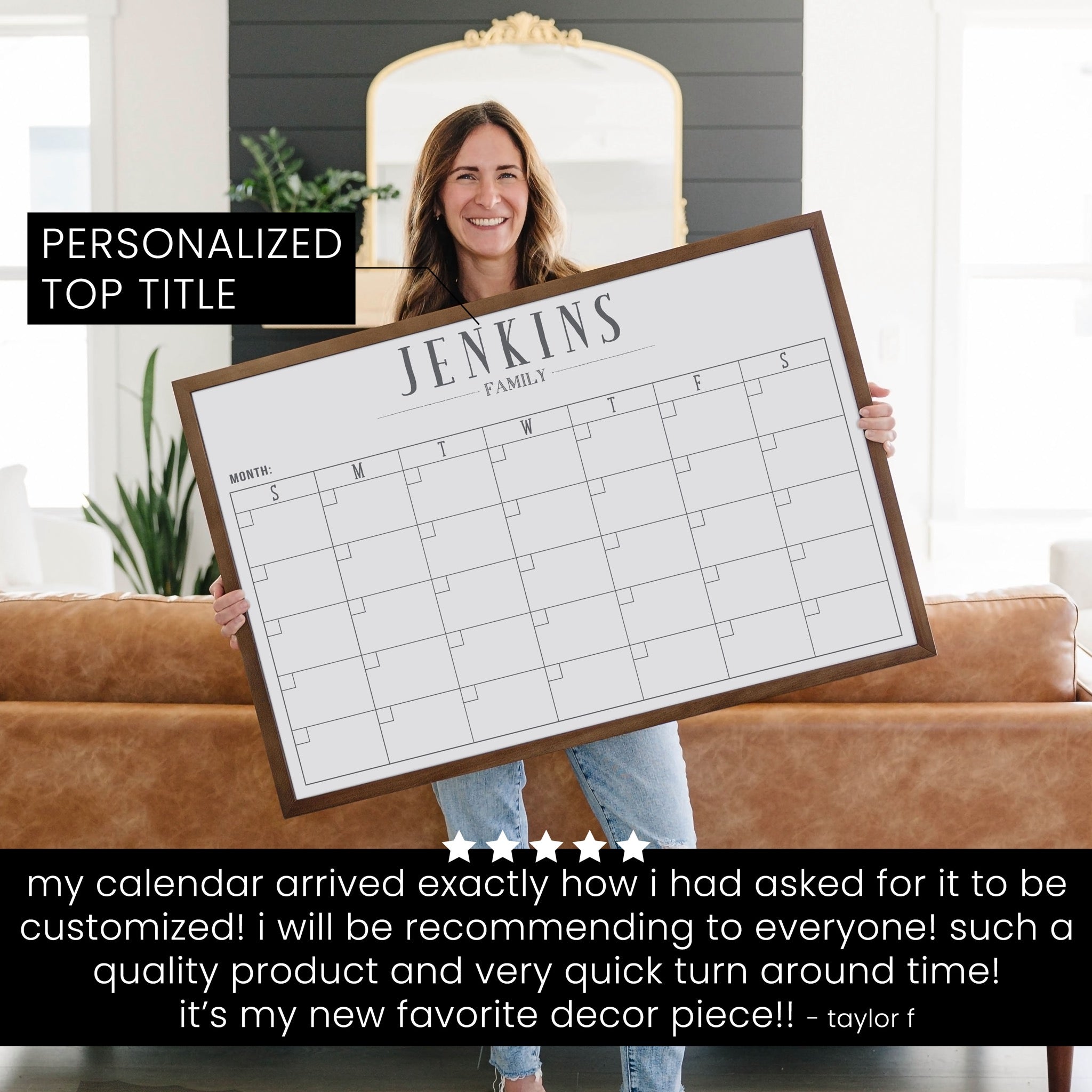 Monthly Framed Whiteboard Calendar | Horizontal Swanson