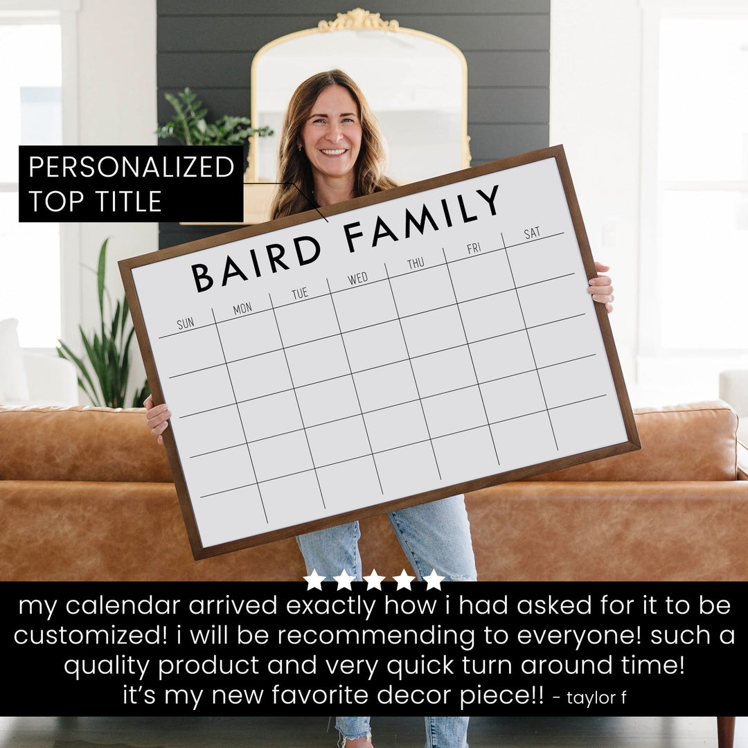 Monthly Framed Chalkboard Calendar | Horizontal Madi