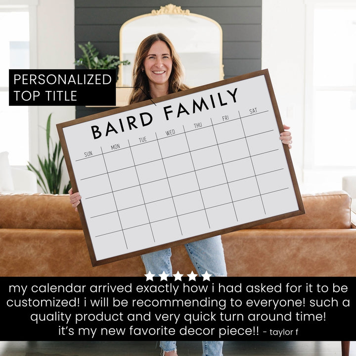 Monthly Framed Chalkboard Calendar | Horizontal Madi