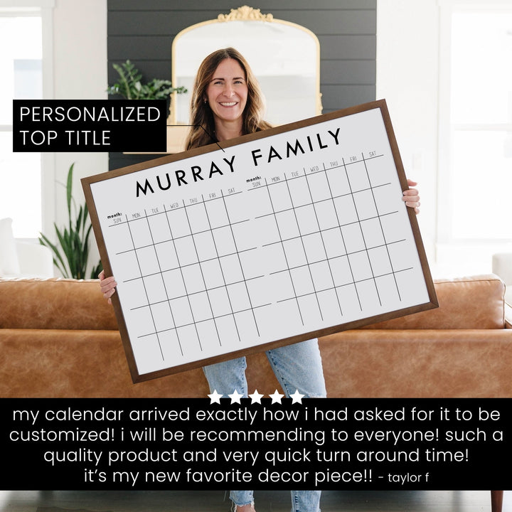 2 Month Framed Whiteboard Calendar | Horizontal Madi