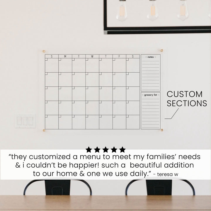 Monthly Acrylic Calendar + 2 Sections | Horizontal Multi-style