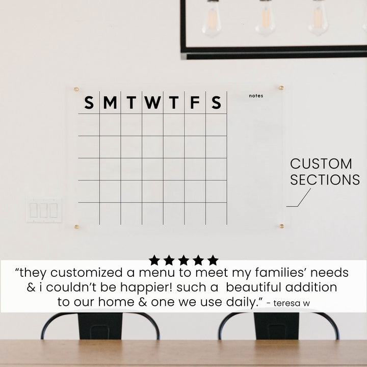 Monthly Acrylic Calendar + 1 Section | Horizontal Minimalist