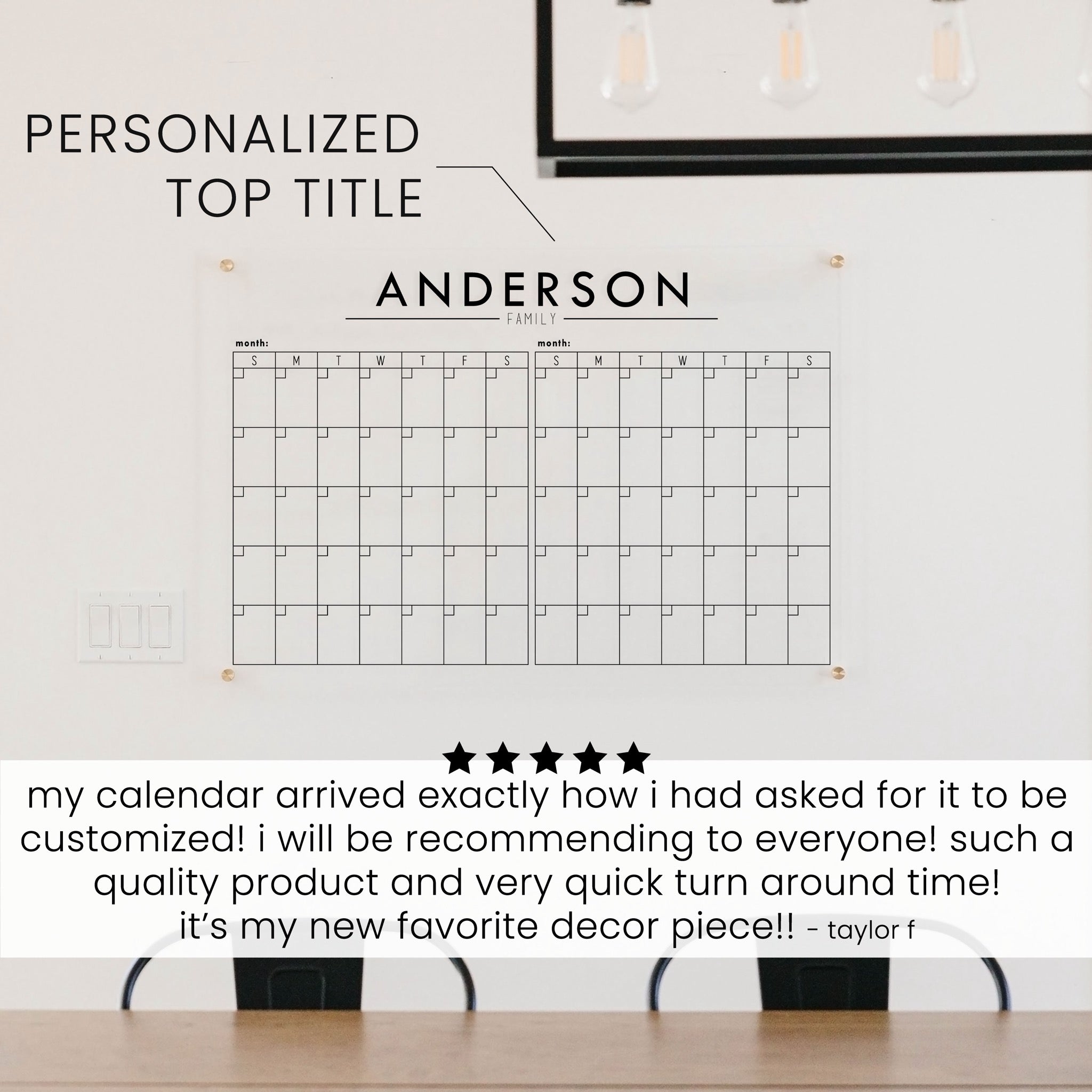2 Month Acrylic Calendar | Horizontal Craig