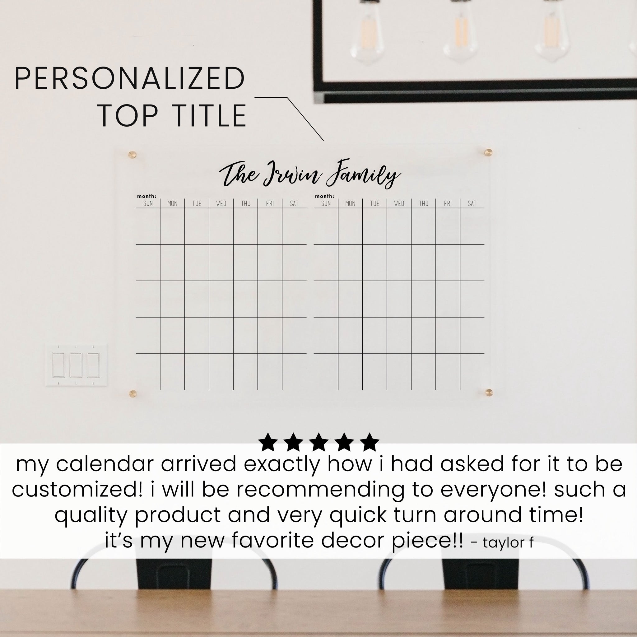 2 Month Acrylic Calendar | Horizontal Traeger