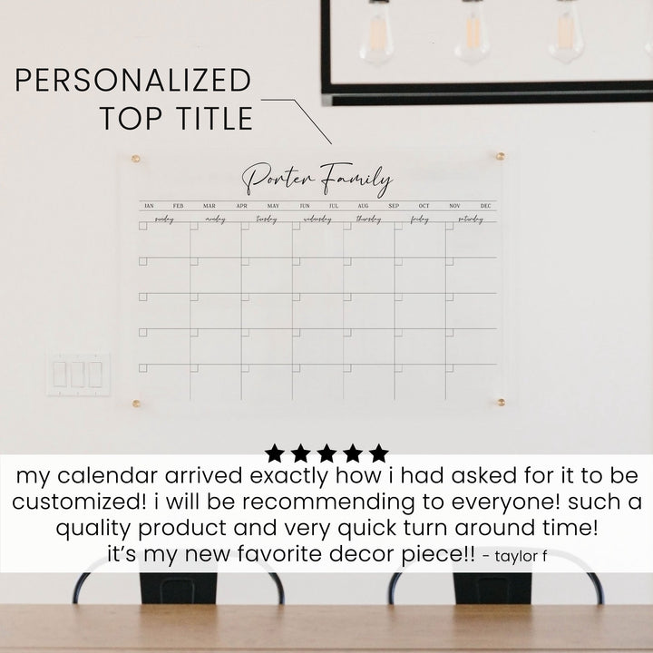 Monthly Acrylic Calendar | Horizontal Pennington