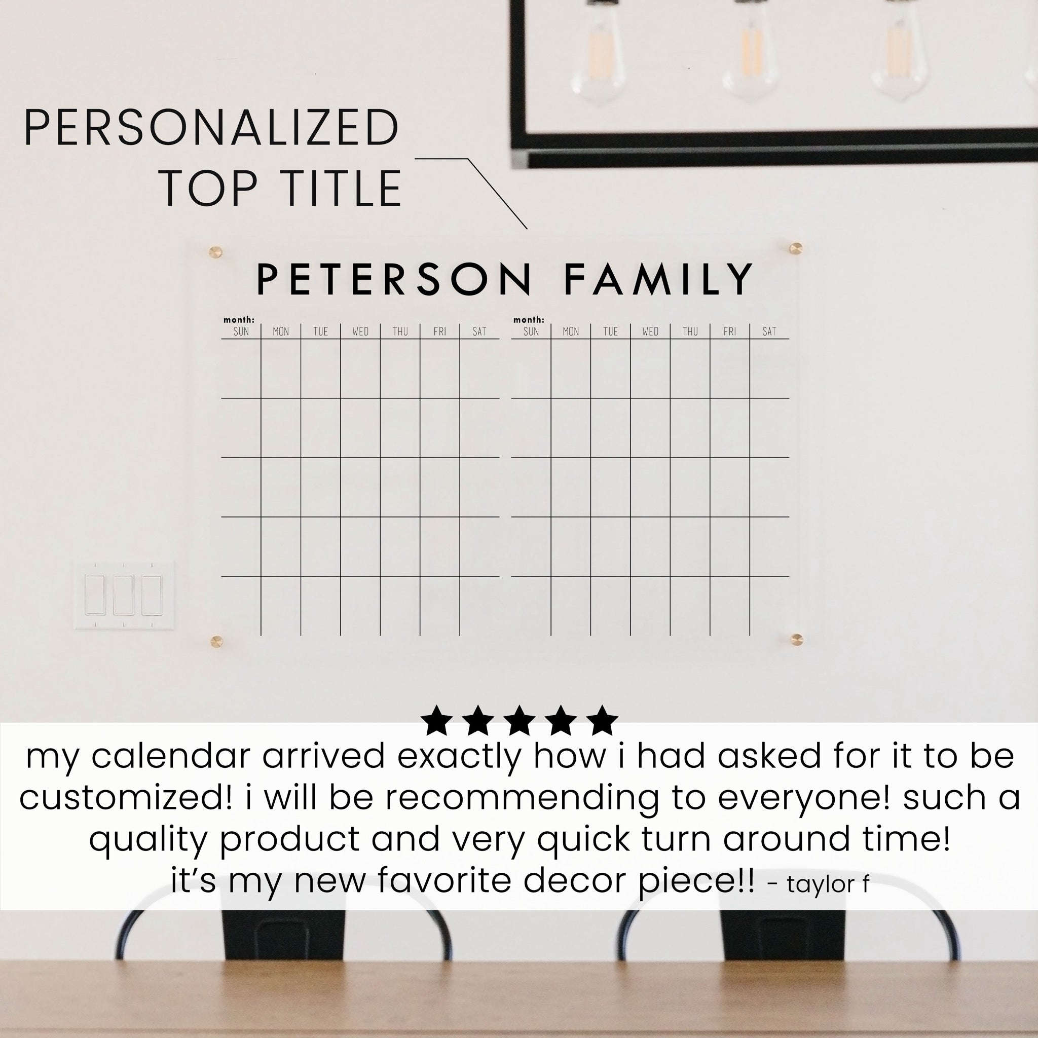 2 Month Acrylic Calendar | Horizontal Madi