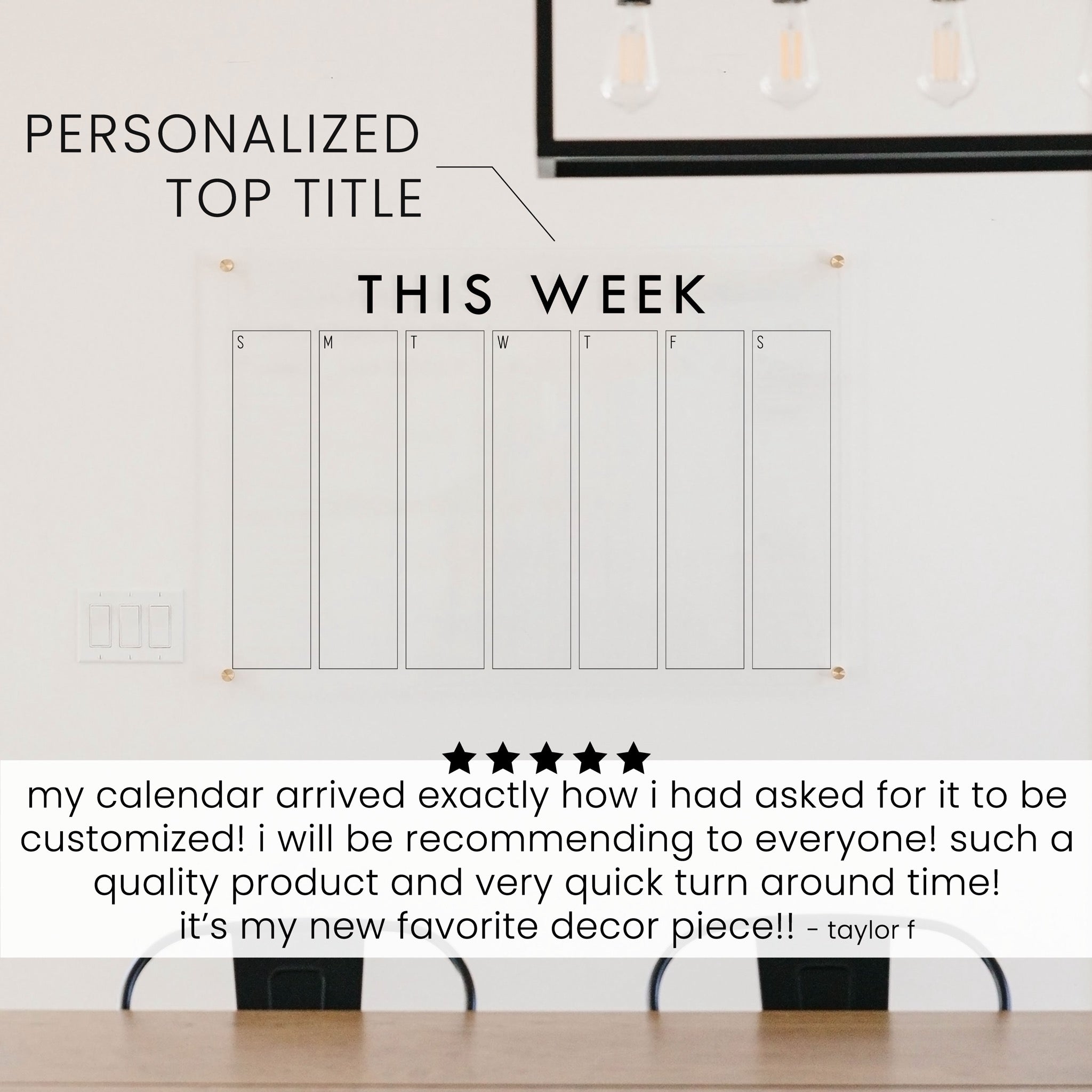 Slim Weekly Acrylic Calendar | Horizontal Craig