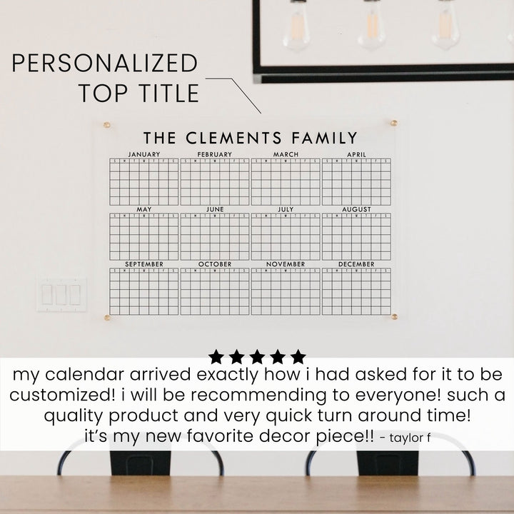 Acrylic Yearly Calendar | Horizontal Craig