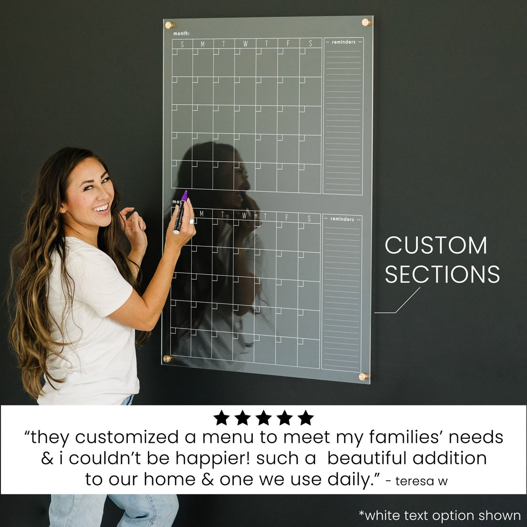 2 Month Acrylic Calendar + 2 Sections | Vertical Multi-style