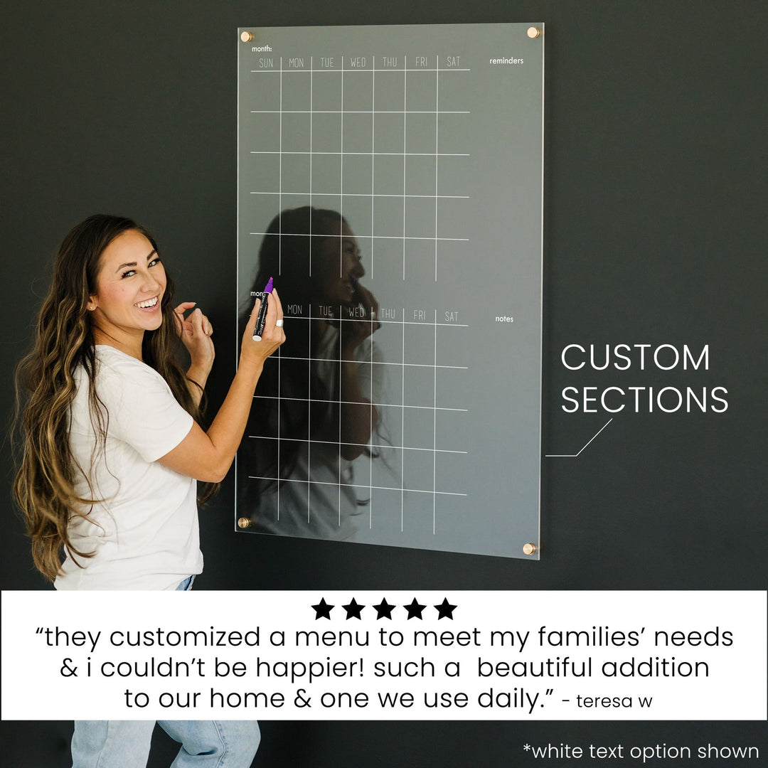 2 Month Acrylic Calendar + 2 Sections | Vertical Madi