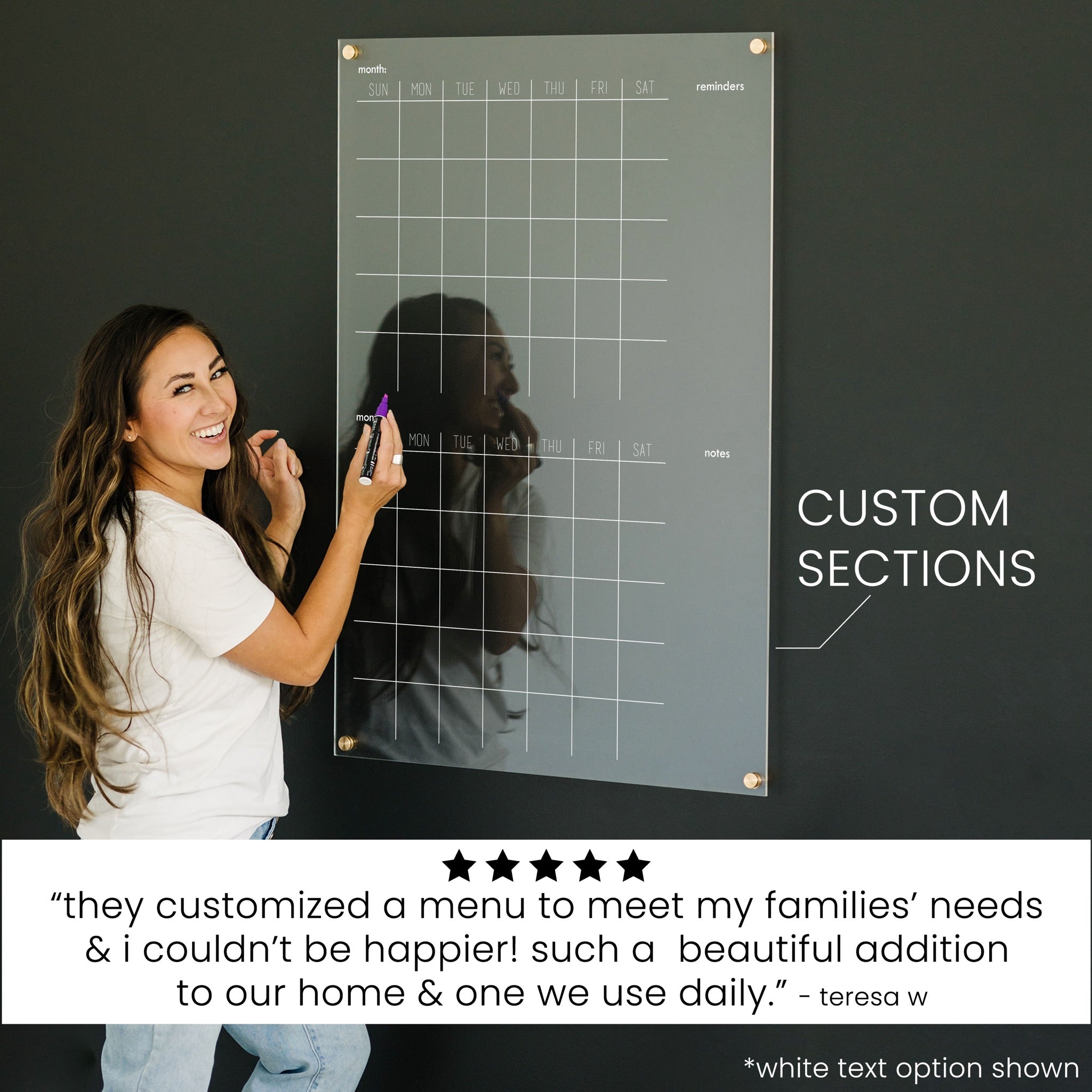 2 Month Acrylic Calendar + 2 Sections | Vertical Madi
