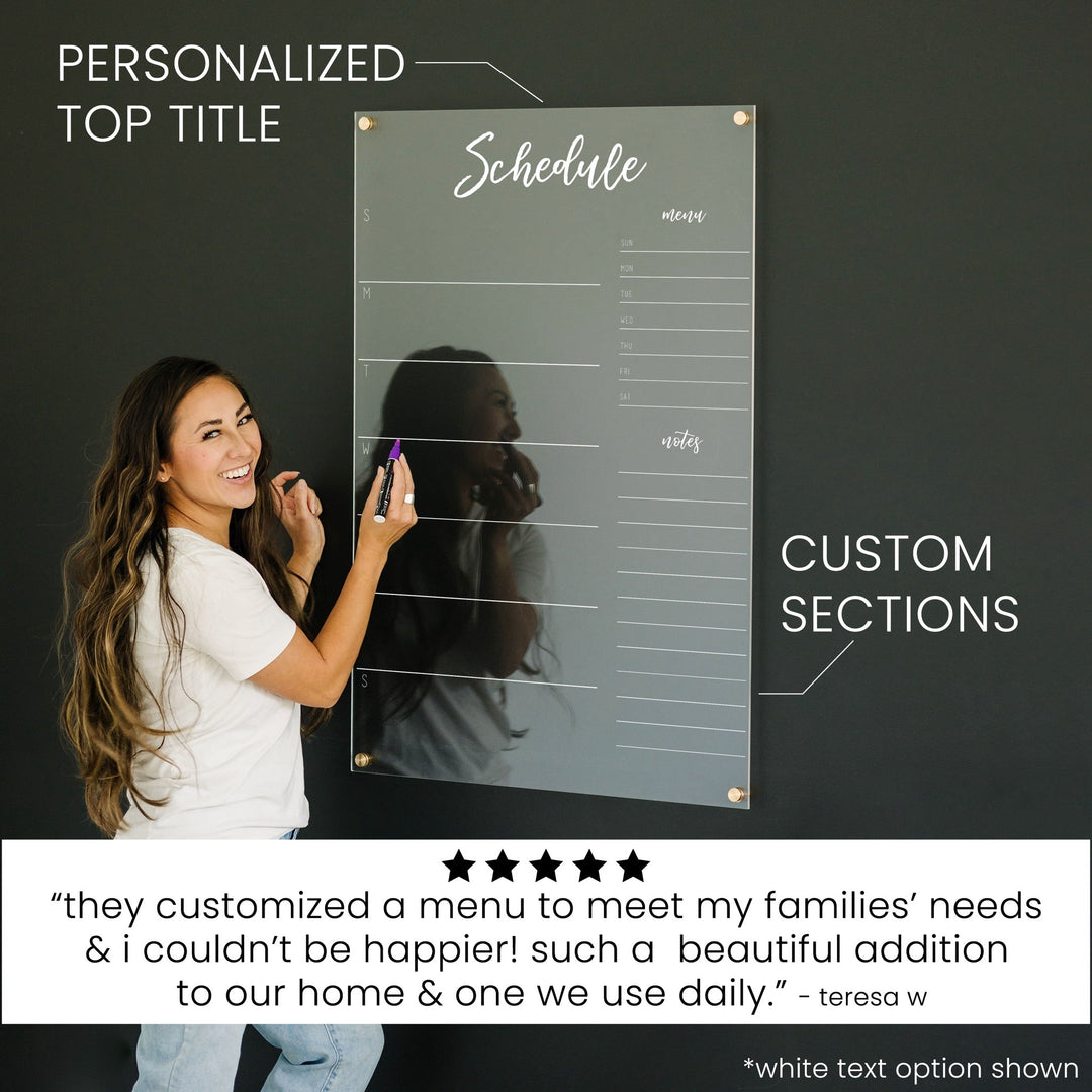 Weekly Acrylic Calendar + 2 Sections | Vertical Traeger